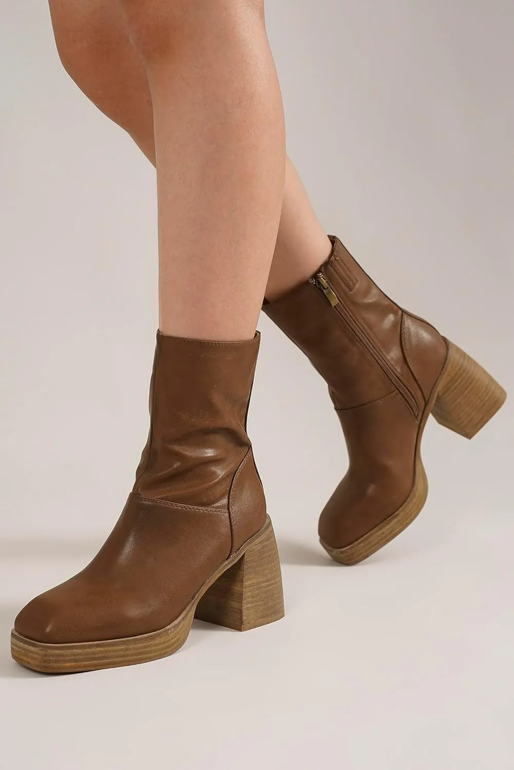 Women's Block Heel Ankle Boots Cowboy Boots Mid Calf Boots Cowgirl Boots Stacked Leather Heel Pointed Toe Boots Fashion Boots