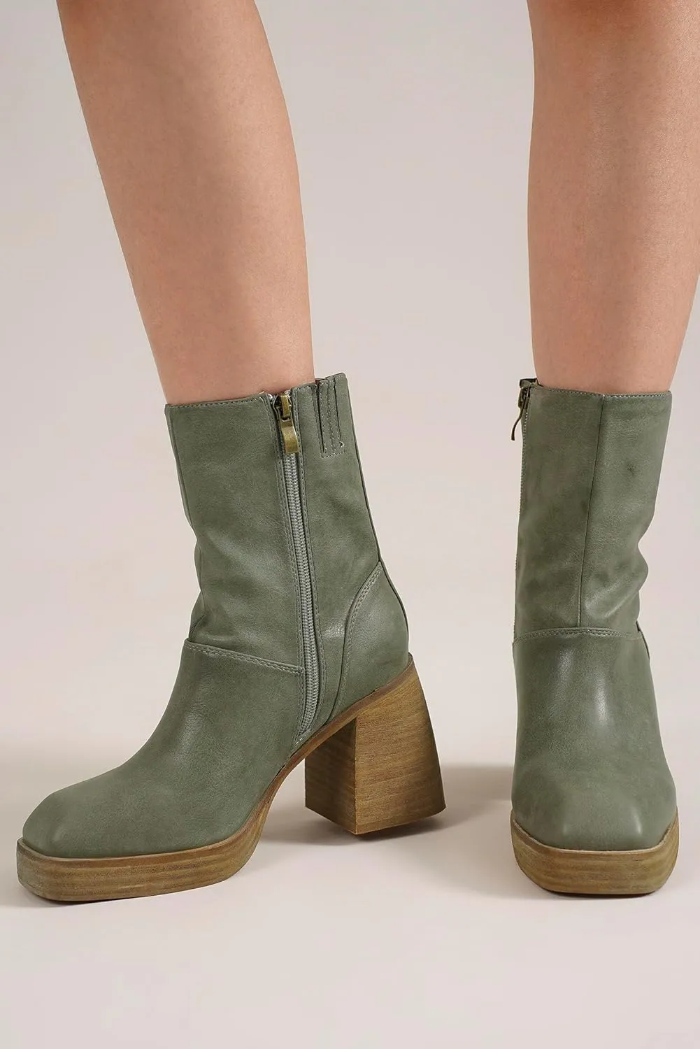 Women's Block Heel Ankle Boots Cowboy Boots Mid Calf Boots Cowgirl Boots Stacked Leather Heel Pointed Toe Boots Fashion Boots