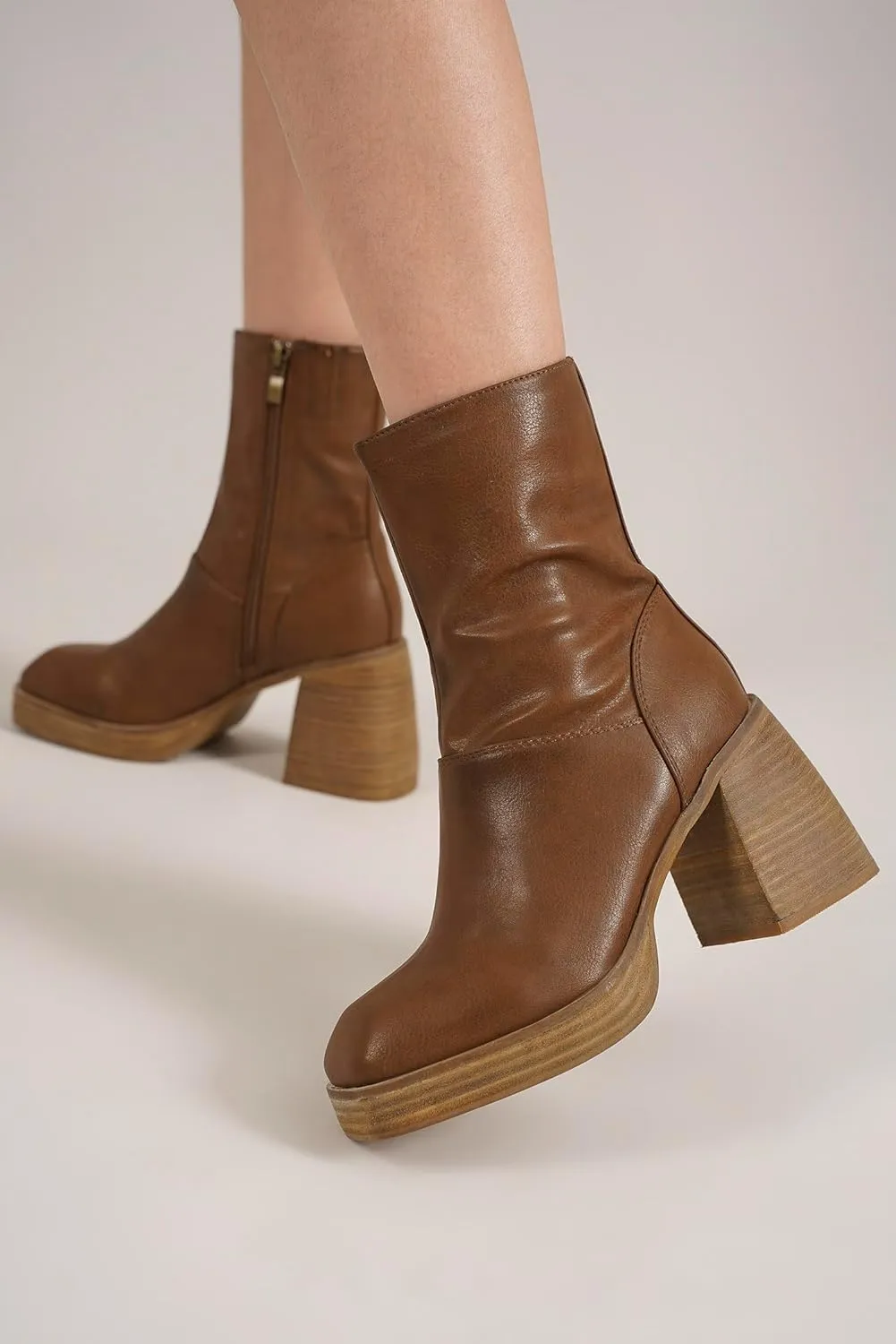 Women's Block Heel Ankle Boots Cowboy Boots Mid Calf Boots Cowgirl Boots Stacked Leather Heel Pointed Toe Boots Fashion Boots