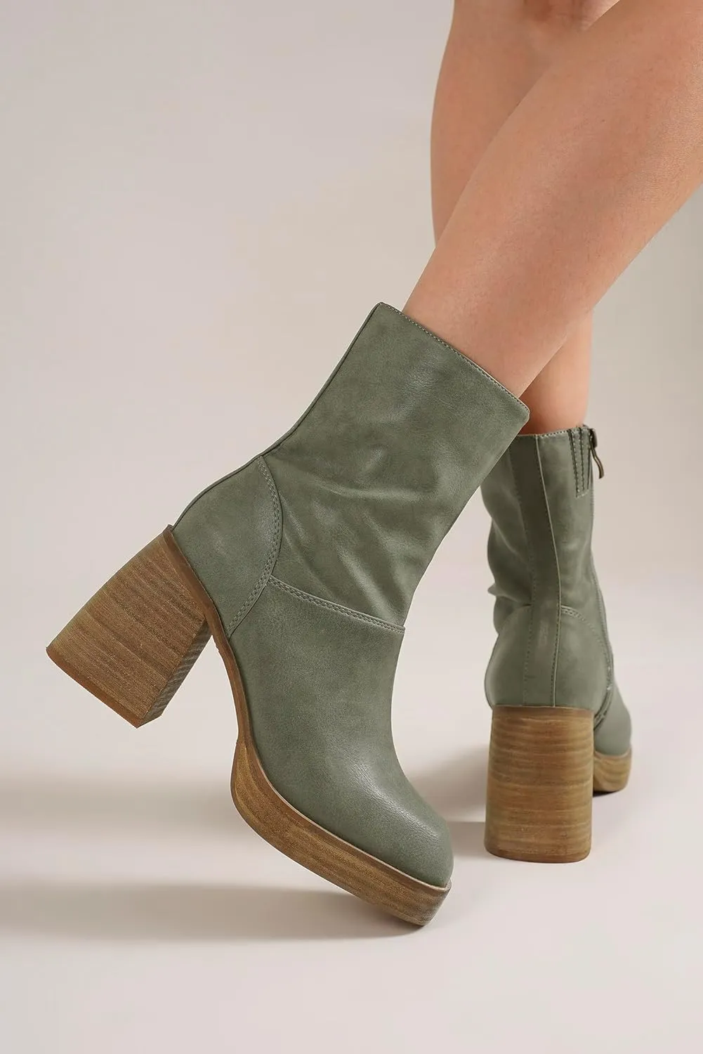 Women's Block Heel Ankle Boots Cowboy Boots Mid Calf Boots Cowgirl Boots Stacked Leather Heel Pointed Toe Boots Fashion Boots