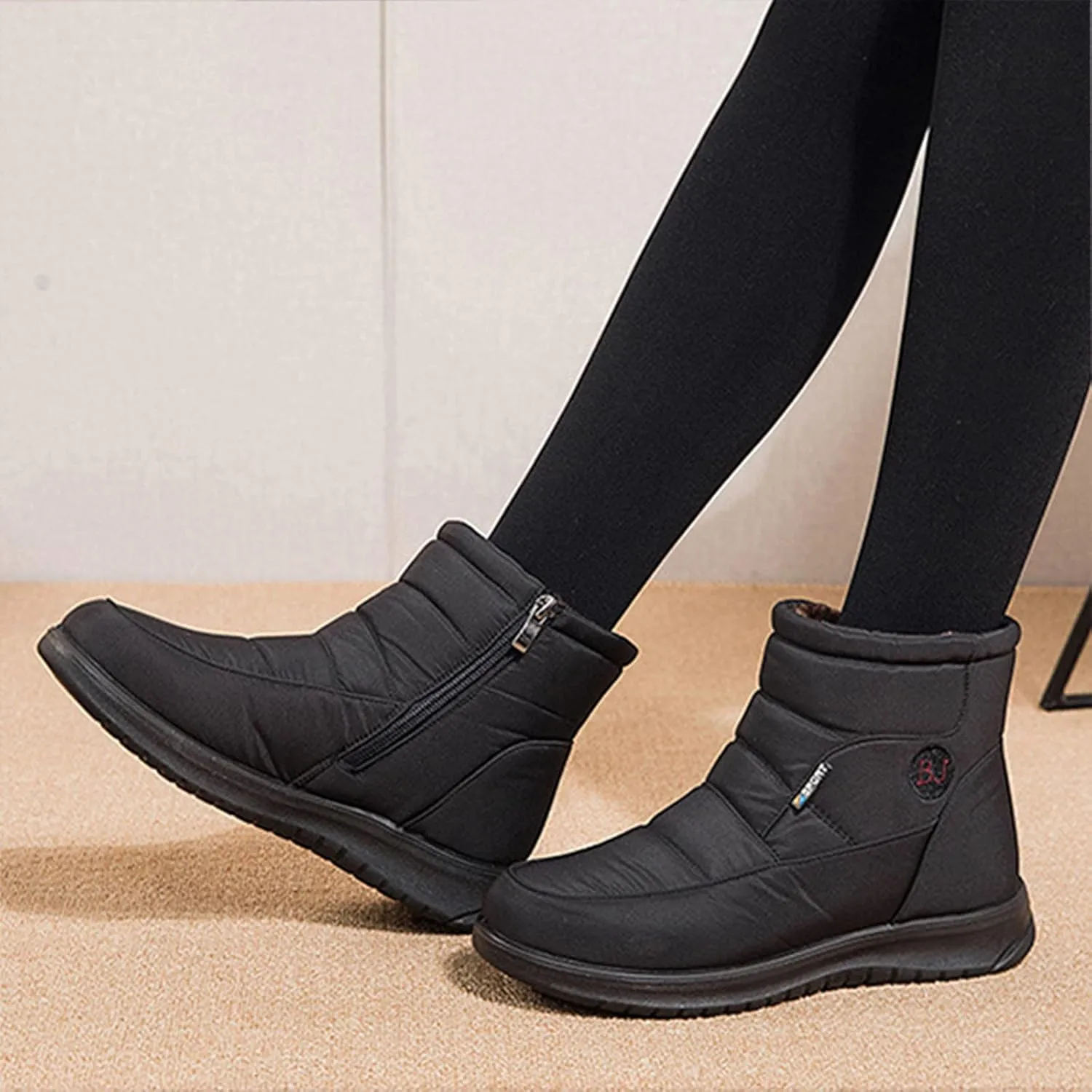 Womens Boots Fuzzy Fur Lined Thick Wedges Fashion Boots for Women Soft Leather Warm Snow Boots for Women