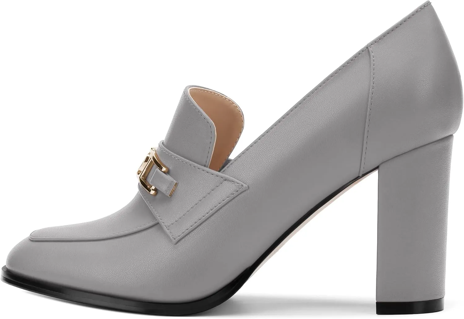 Womens Chunky Block Heels for Women Square Toe Matte Pumps, Slip on Loafers Office Party Prom Shoes 3 inch