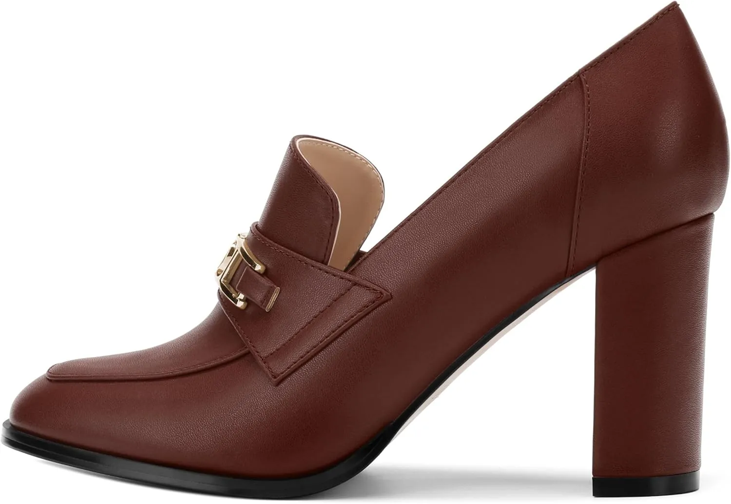 Womens Chunky Block Heels for Women Square Toe Matte Pumps, Slip on Loafers Office Party Prom Shoes 3 inch