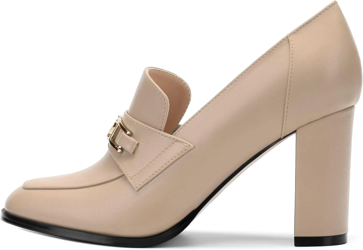 Womens Chunky Block Heels for Women Square Toe Matte Pumps, Slip on Loafers Office Party Prom Shoes 3 inch