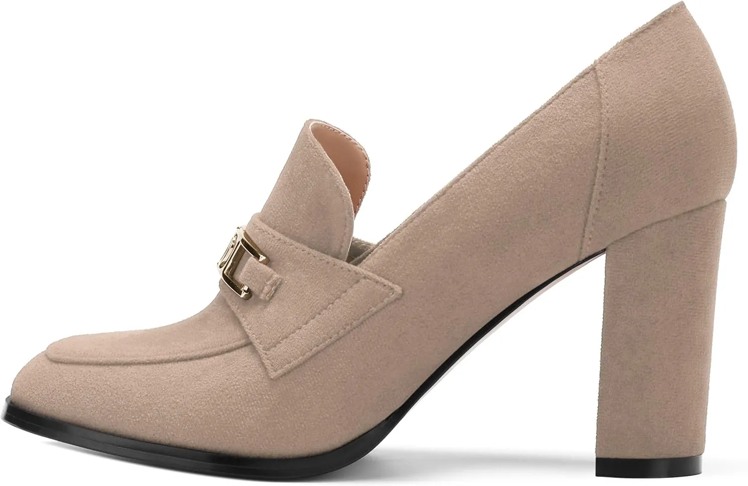 Womens Chunky Block Heels for Women Square Toe Pumps, Slip on Loafers Office Party Prom Shoes 3 inch