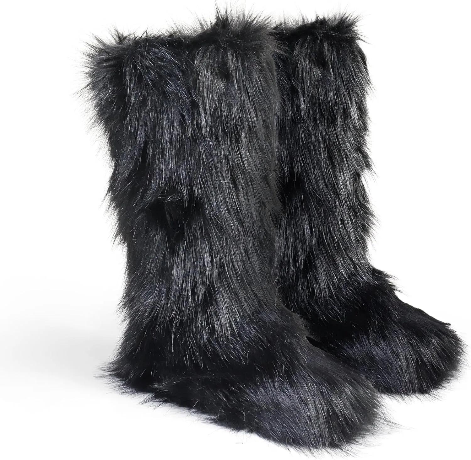 Women's Faux fur Boot Furry Fluffy Snow Boot Mid-Calf Fashion Boots