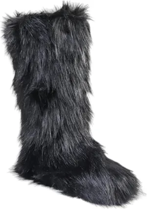 Women's Faux fur Boot Furry Fluffy Snow Boot Mid-Calf Fashion Boots
