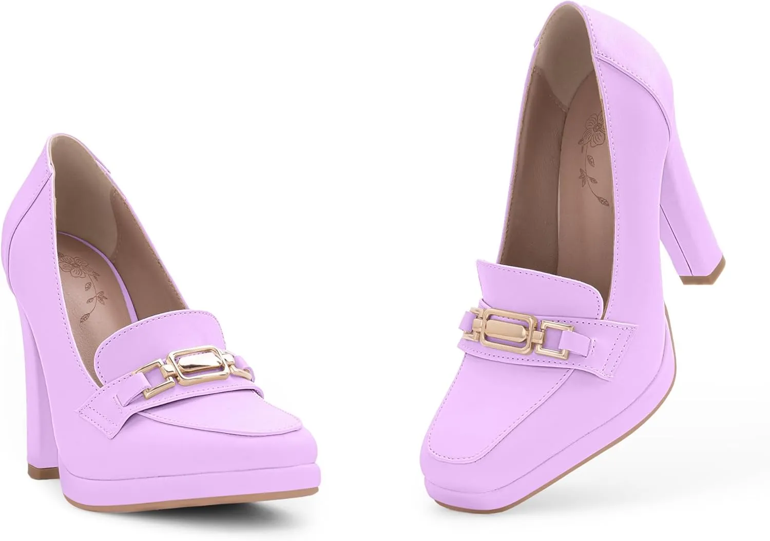Women's High Heels Dress Shoes Plafrom Closed Toe Slip On Chunky Heels Pumps