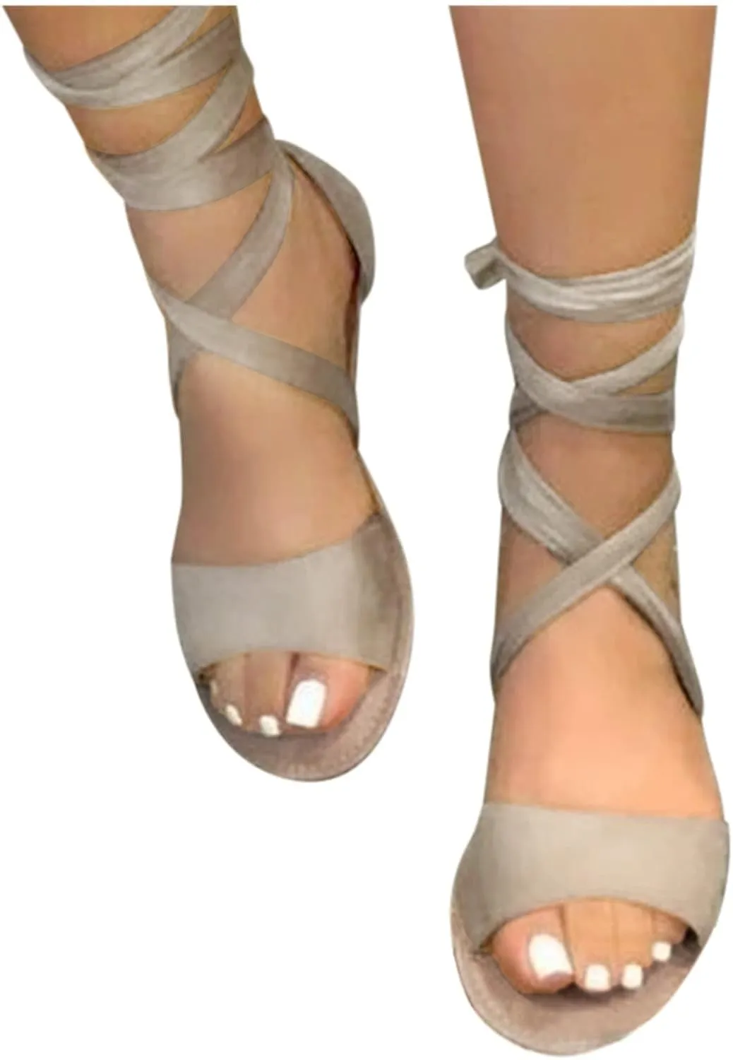 Women's Lace-up Flat Sandals Strappy Open Toe Slingback CrissCross Casual Summer Slides Sandal Dressy Slide Comfortable Tie up Sexy For Women 2025 Ankle Strap flat Dress Crisscross Shoes for Party
