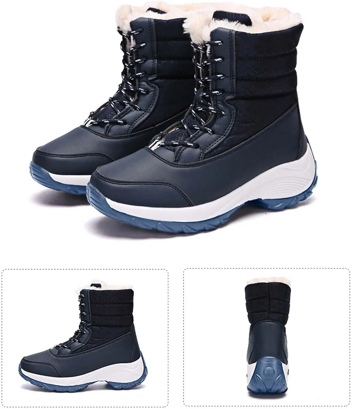 Women's Lightweight Snow Boots Fur Lined Warm Walking Booties Thick-soled Plus Velvet Warm Cotton Shoes Short Boot