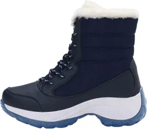 Women's Lightweight Snow Boots Fur Lined Warm Walking Booties Thick-soled Plus Velvet Warm Cotton Shoes Short Boot