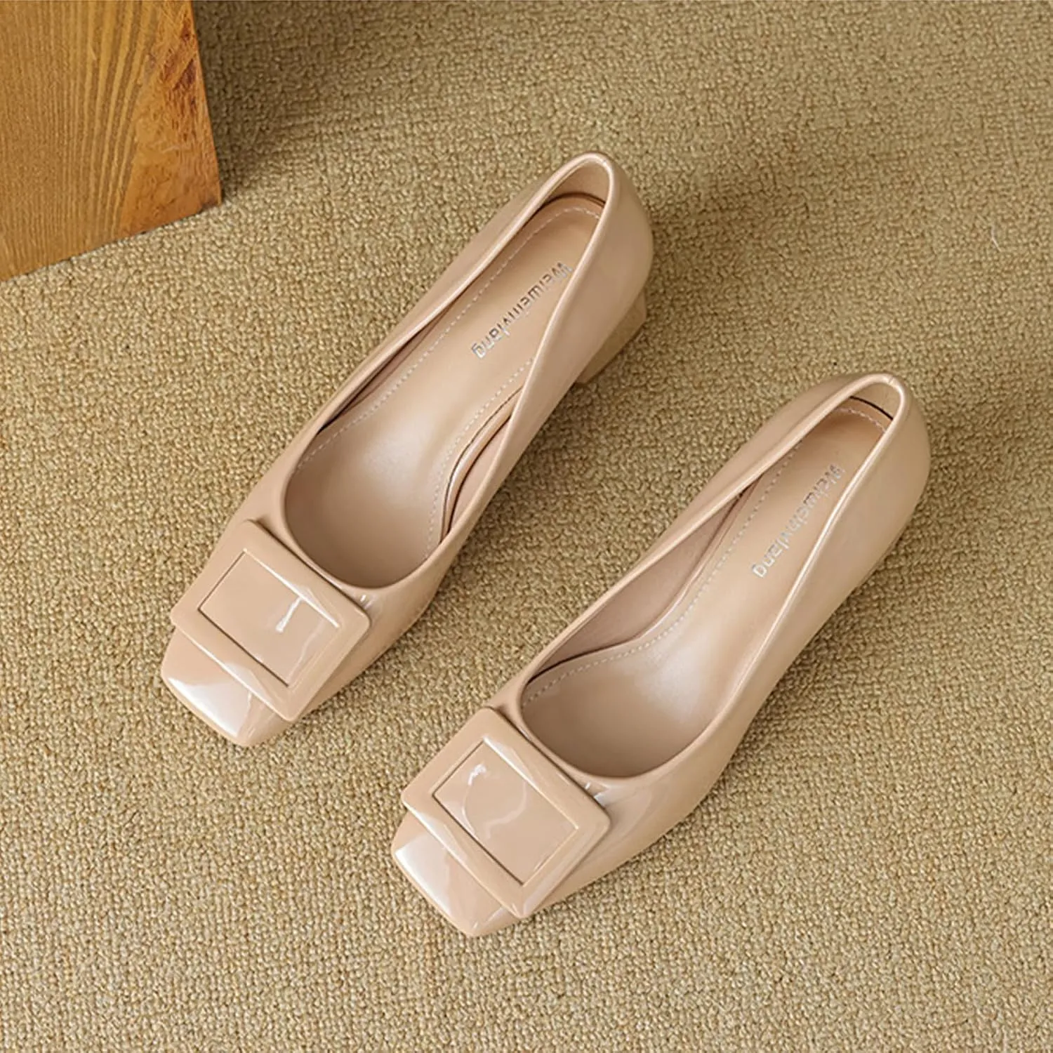 Women's Low Block Chunky Heel Pumps Slip On Square Toe Closed Toe Loafers Office Party Fashion Pump Shoes
