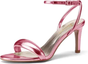 Women's Open Toe Strappy Heel Sandals Dressy Sexy Heels Ankle Strap Stiletto Heels Puff Metallic Party Wedding Shoes