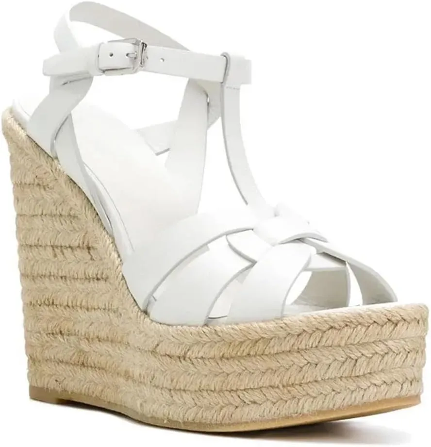 Womens Platform Wedge Sandals Straps Crossed Rope Braided Wedge Heels Sandals