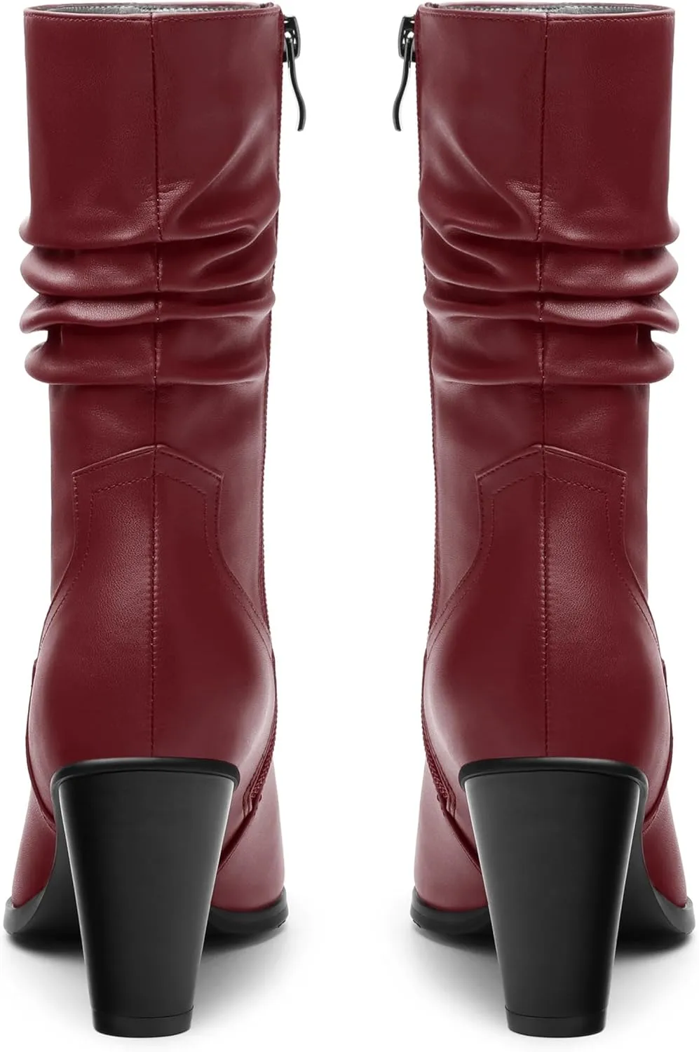 Women's Purple Faux Suede Mid-Calf Boots, Chunky Heel, Pointed Toe, Side Zipper, Casual Fashion Boots for Women