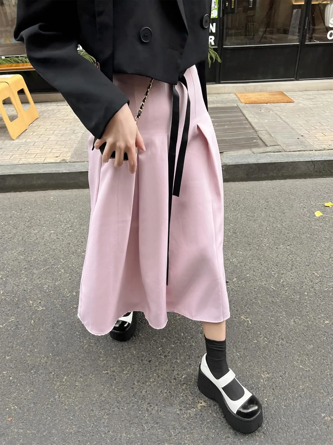 Women's Retro Platform Cap Round Closed Toe Pumps Hook and Loop Fastener Chunky High Heeled Loafers Office Work Casual Fashion Student Dress Shoes All Weather Daily Wear Concise Wedges