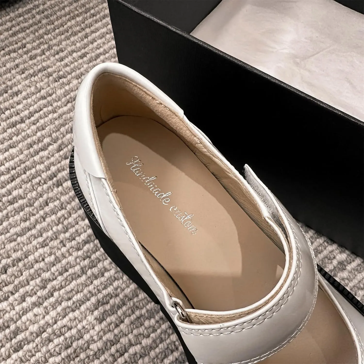 Women's Retro Platform Cap Round Closed Toe Pumps Hook and Loop Fastener Chunky High Heeled Loafers Office Work Casual Fashion Student Dress Shoes All Weather Daily Wear Concise Wedges