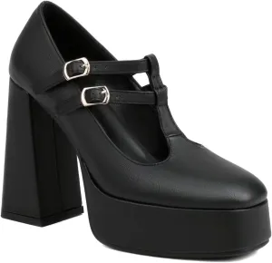 Women's Retro Round Peep Toe T-Strap Pumps Double Buckle Strappy Mary Jane Comfortable Slingback Chunky High Heels Office Cosplay Work Casual Daily Wear Fashion Business Dress Shoes