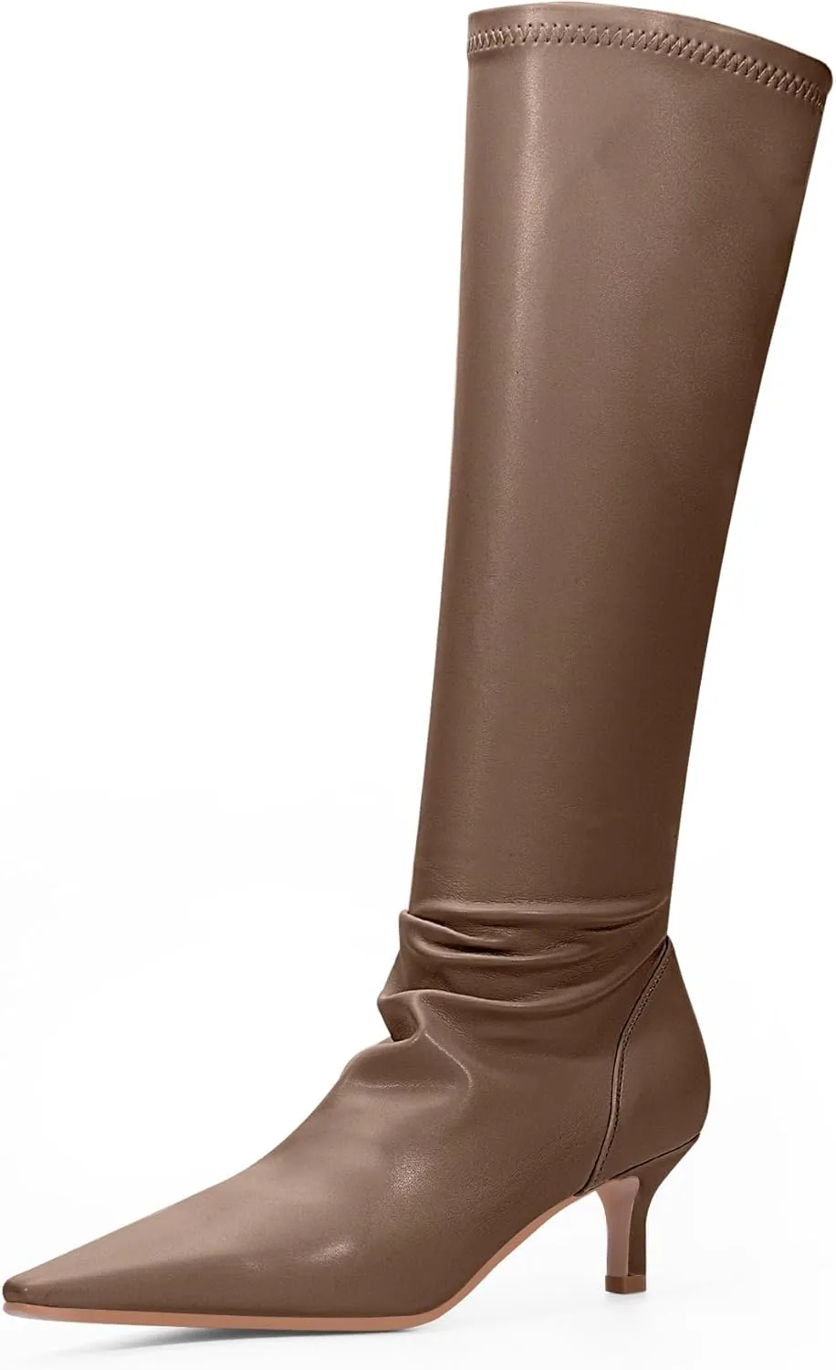 Women's Sexy kitten Heel Knee High Boots Stiletto Heel Square Toe Slip On Thigh High Boots