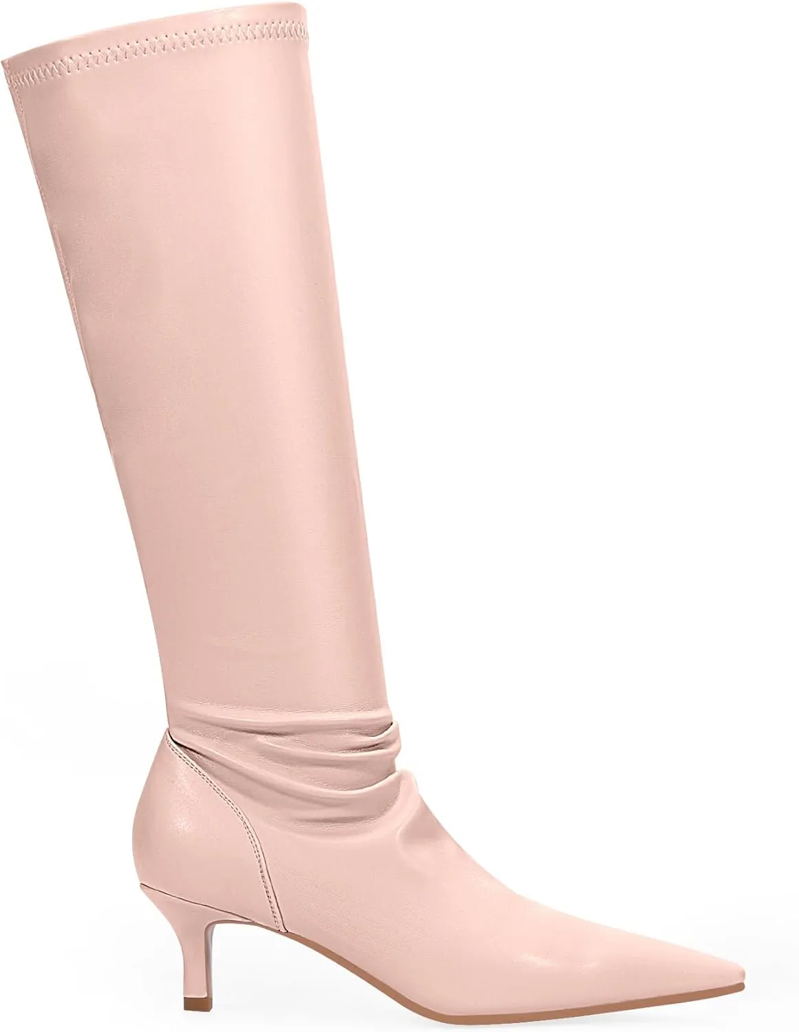 Women's Sexy kitten Heel Knee High Boots Stiletto Heel Square Toe Slip On Thigh High Boots