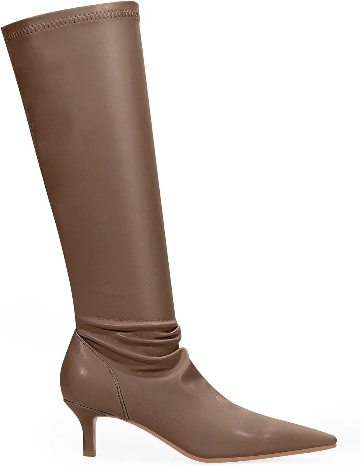 Women's Sexy kitten Heel Knee High Boots Stiletto Heel Square Toe Slip On Thigh High Boots