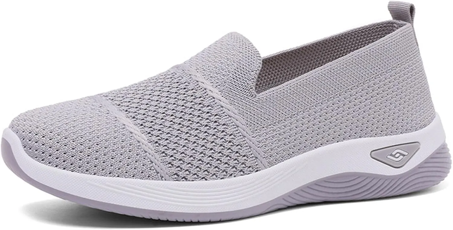 Womens Slip on Walking Shoes Non Slip Mesh Loafers Comfortable Arch Support Orthopedic Sneaker for Maternity Elderly