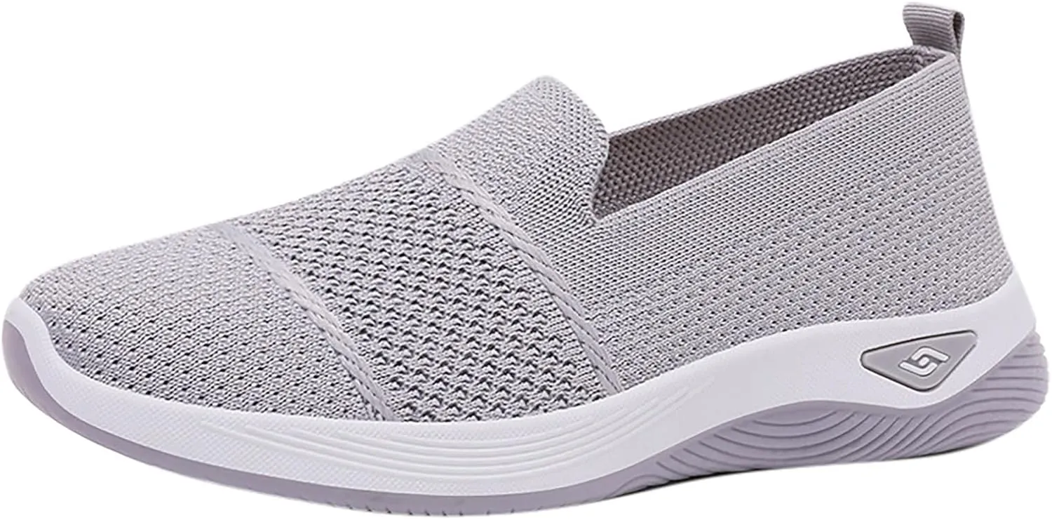 Womens Slip on Walking Shoes Non Slip Mesh Loafers Comfortable Arch Support Orthopedic Sneaker for Maternity Elderly