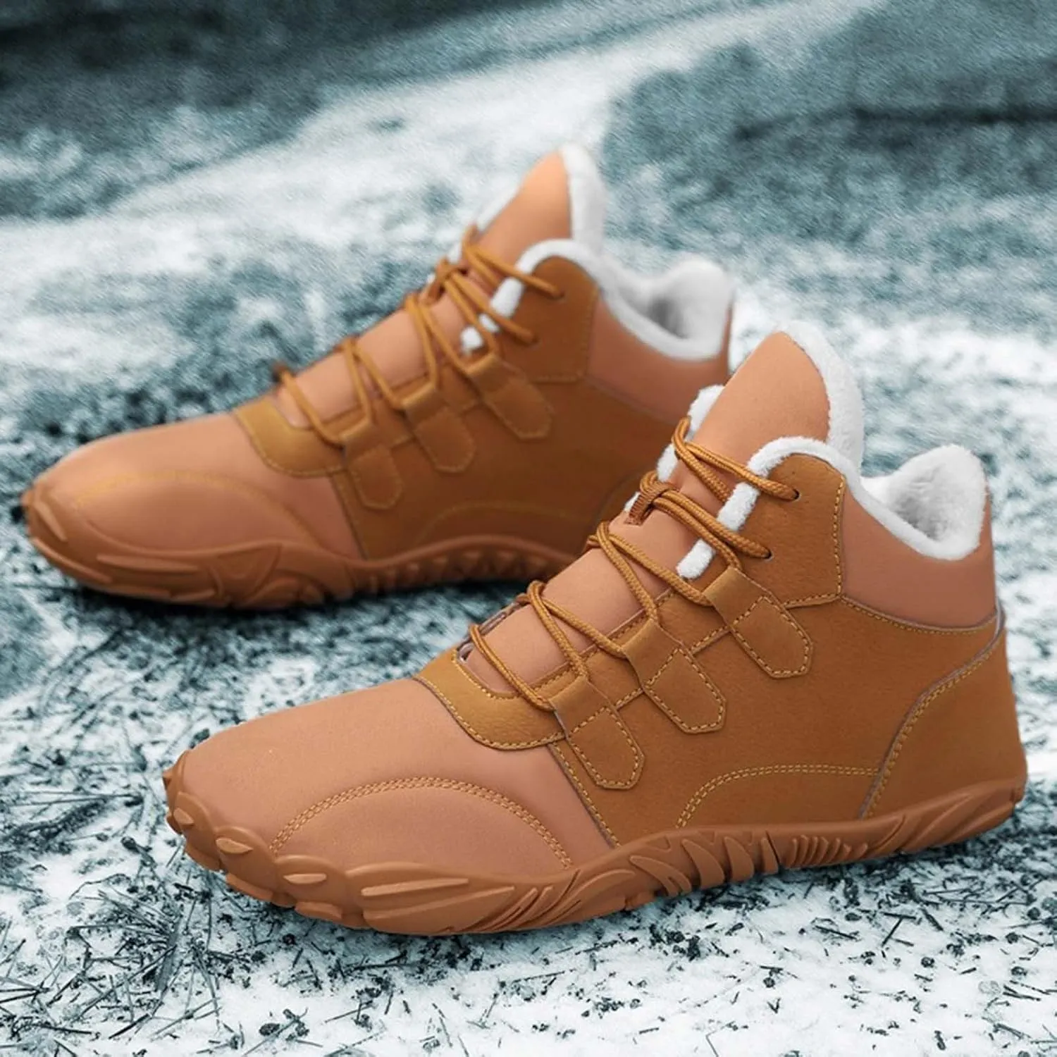 Women's Winter Boots Soft Flat Soled Walking Boots Lace Up Non Slip Fleece Womens Lace up Winter Wide Sizes