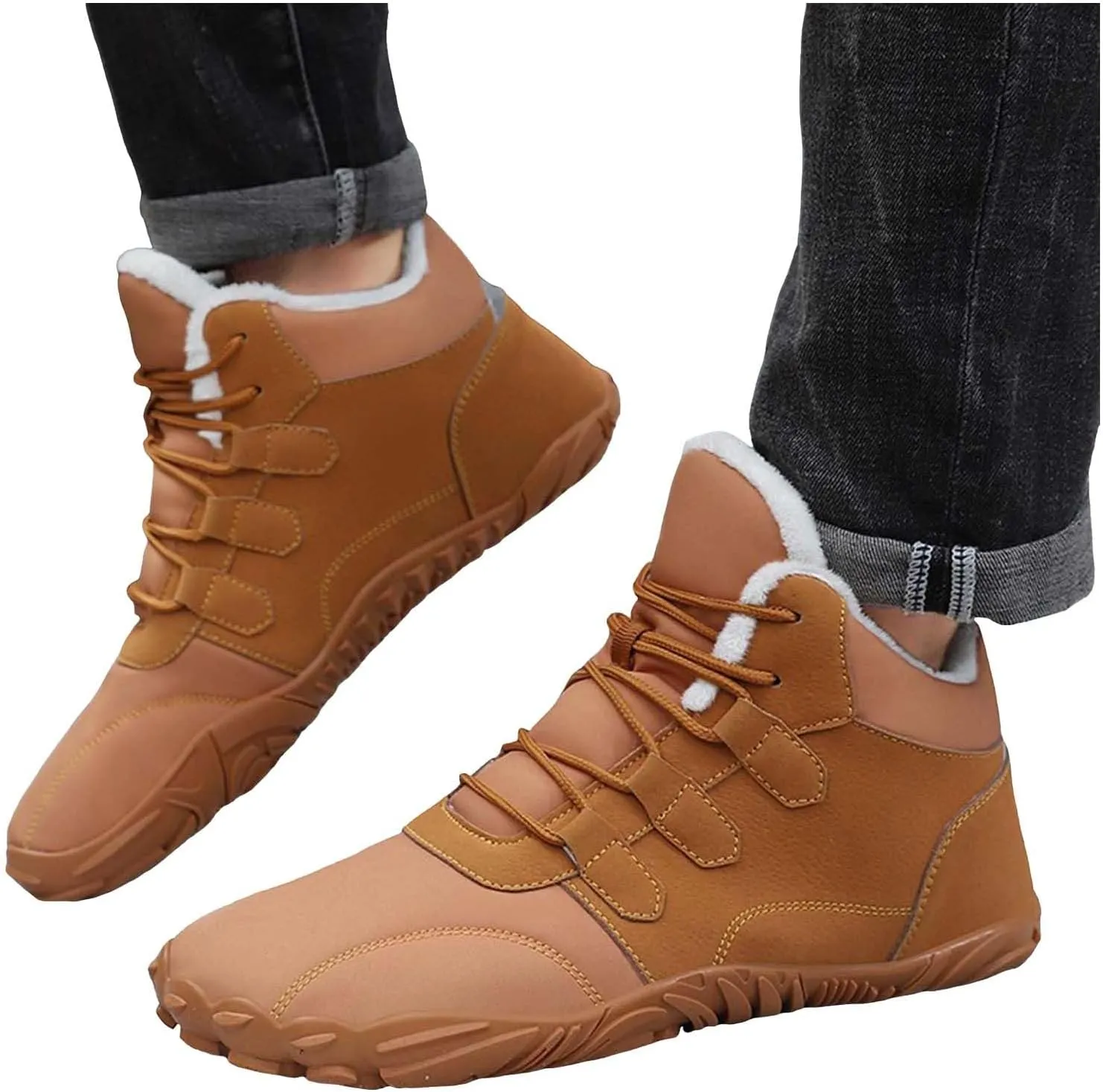 Women's Winter Boots Soft Flat Soled Walking Boots Lace Up Non Slip Fleece Womens Lace up Winter Wide Sizes