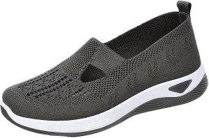 Women's Woven Orthopedic Breathable Soft Shoes Tennis Shoes Womens Arch Support Casual Shoes Slip On Casual Sneakers Platform Tennis Shoe White Loafers