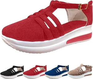 ZSpzx Platform Sandals for Women Dressy Summer 2025 Comfortable Wedge Heels Orthopedic Dotmalls Walking Shoes Foot Arch Support Casual Ankle Strap Buckle Slip On Loafers Low Top Sneakers for Travel