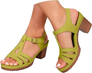 ZSpzx Summer Sandals For Women 2025,Women's Chunky Block Mid Heels Sandals Fish Mouth Ankle Straps Hollow Out Comfortable Platform Sandal Summer Heel Adjustable Walking Strap Low Dress Shoes