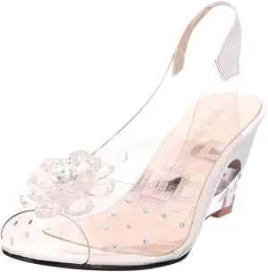 ZSpzx Women's Heeled Sandals Transparent Flowers Rhinestone Slippers Platform Wedges Sandal Womens Open Toe Strappy Ankle Strap High Heel Slides for Women Slip On Fish Mouth Sexy Block Heels Shoes