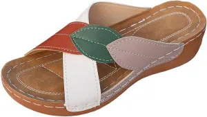 ZSpzx Women's Slide Sandals,Women Arch Support Slides Orthotic Walking Sandals Orthopedic Womens Comfortable Lightweight Wedge Slip On Casual Flip Flops Straps Slip-On Plantar Fasciitis Bunion Sandal